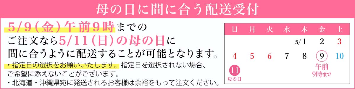 母の日に間に合う配送受付